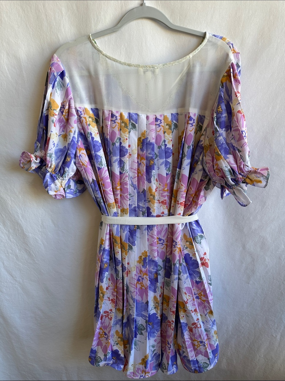 Umgee floral print puffed sleeve mini dress, size L - Picture 7 of 11